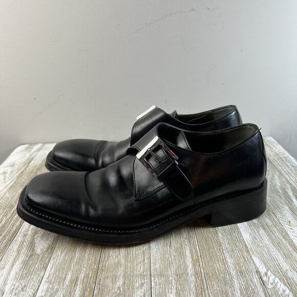 Bruno Magli Mens Sz 9 Black monk strap leather dress shoes Buckle Made In Italy main image 8